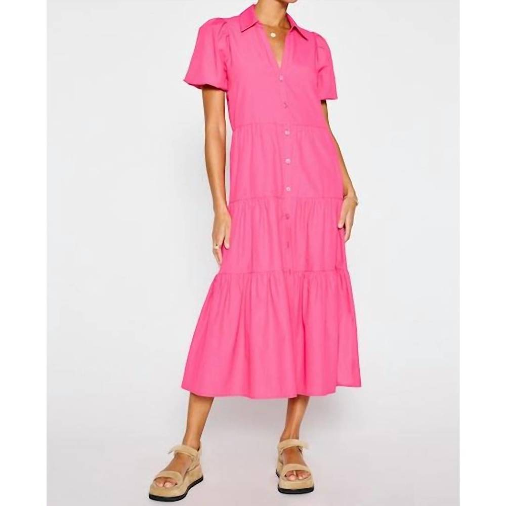 NWT BROCHU WALKER Havana dress in hot pink